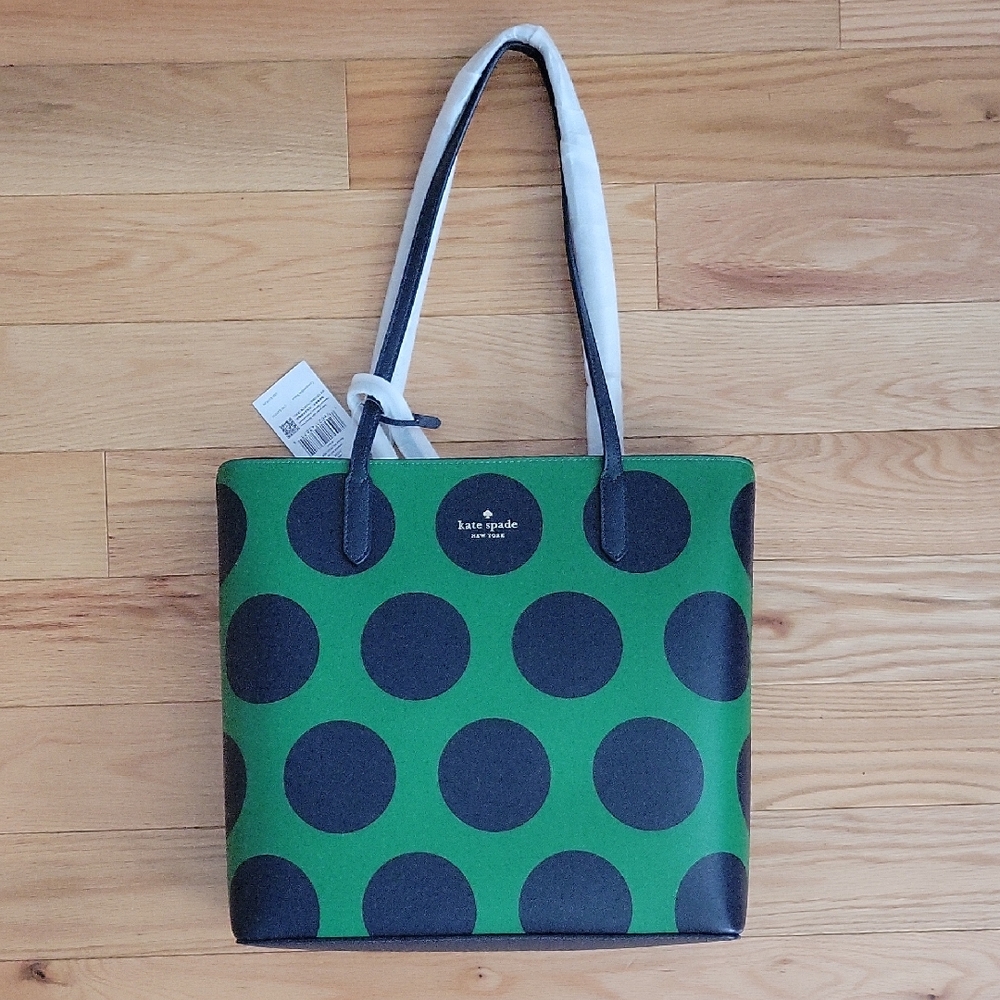 Kate Spade Brynn Green and Blue Cheerful Dot Tote